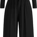 PRETTYGARDEN Women's 2 Piece Sets 2026 Fall Long Sleeve Crop Tops Wide Leg Pants Matching Outfit Tracksuits Spring Clothes (X-Large, Black)