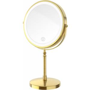 DEIOVWXS Makeup Mirror, 3000mAh Rechargeable DoubleSided Magnifying Vanity Mirror with 3 Colors, 1X/10X, Adjustable Brightness, Gifts for Mom, Mothers Day, Women, Wife, Girls, Dorm Room EssentialBrushed Bronze
