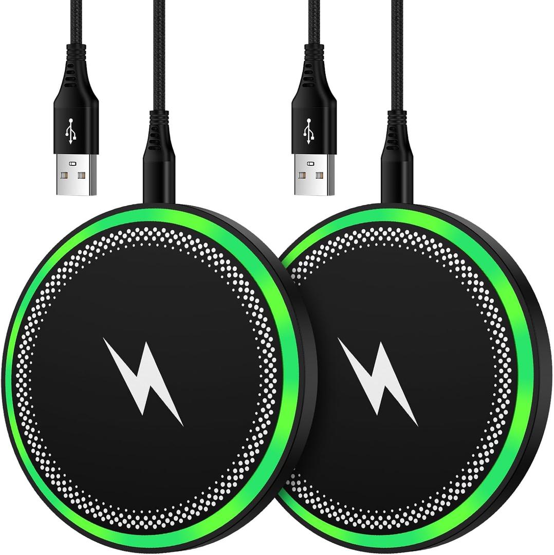 Samsung S25 Wireless Android Charger Fast Charging Pad for Samsung Galaxy S25 Ultra/S24 Plus/FE/S23/S22/S21,2Pack 15W Fast Wireless Phone Charger Station for Motorola Edge 2024/G Stylus 5G/Razr 2024 (Black)