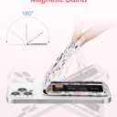 Jusy Phone Card Holder,Magnetic Phone Wallet Stand Adjustable Leather, Cute Pattern Wallet for Women Girls - Retro Flower