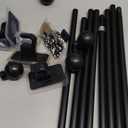 ENJOYBASICS No Drill Curtain Rods for Window 28 to 60 Inches, 5/8 Inch Diameter Renter Friendly Drapery Rod with Adhesive Brackets without Drilling, Adjustable from 27 to 65 Inches, Black