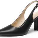 DREAM PAIRS Womens Slingback Heels Chunky Block Heels Pointed Toe Closed Toe Pumps Comfortable Work Office Business Shoes, Size 8