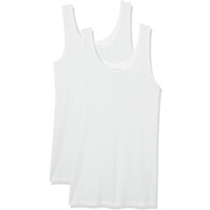 Amazon Essentials Women's Slim-Fit Scoop Neck Tank Top, Pack of 2 (White, XXXL)
