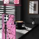 Compatible with Samsung Galaxy S24 Ultra Case Wallet Cute for Women with Design,Rugged Credit Card Holder Slot Protective Phone Skin Cases - Pink Cherry Sakura Blossom