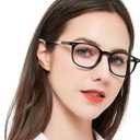 MARE AZZURO Blue Light Blocking Reading Glasses Women Cute Round Readers 1.0 1.25 1.5 1.75 2.0 2.25 2.5 2.75 3.0 3.5 4.0 (Black)