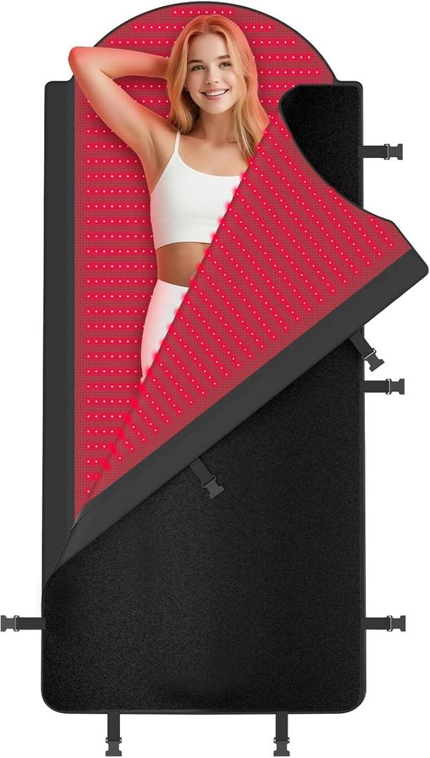 Full Body Red Light Therapy Mat, 71" x 33" Redlight Therapy Blanket with Premium Leather, 2580 LEDs Near Infrared Red 660nm & 850nm Light Therapy Pad for Body Pain Relief(2580 LEDs)