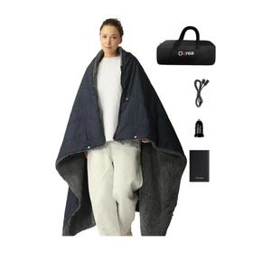 Ourea Battery Operated Heated Blanket for Outdoor Use-Rechargeable 12v Cordless Heated Blanket with 3 Heating Levels, Includes 20000mAh Power Bank, Portable for Camping, Car, Stadium, Indigo