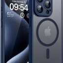 TOCOL Magnetic for iPhone 15 Pro Case, Upgraded Full Camera Protection, Compatible with Magsafe, Drop Protection, Translucent Matte Back Phone Cover 6.1Inch (Dark Blue)