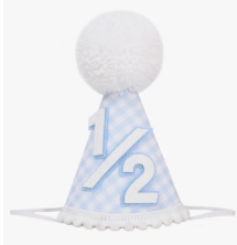 Blue White Gingham Birthday Hat