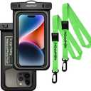 Floating Waterproof Cell Phone Pouch - 2 Pack Float Clear Cellphone Holder Protector with Lanyard - Universal Floatable Water Proof Dry Bag for iPhone Samsung Galaxy for Beach Swimming Pool