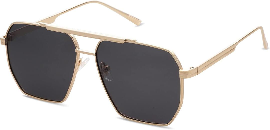 SOJOS Retro Oversized Square Polarized Sunglasses for Women Men Vintage Shades Classic Large Metal Sun Glasses