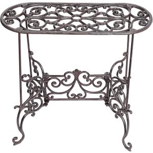 Sungmor Heavy Duty Cast Iron Potted Plant Stand Garden Table - 22.6IN. 1 Tier Metal Stands - Decorative & Vintage Style Indoor Outdoor Corner Shelf for Planters Vases Lanterns Ornaments Books and More
