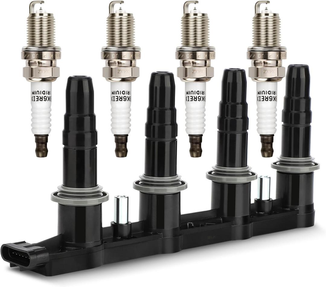 UF620 Ignition Coil & 4504 Double Iridium Spark Plug for 11-15 Chevy Cruze, 12-18 Chevy Sonic,09-11 Aveo Aveo5 /09-10 Pontiac G3 1.6L 1.8L L4 Replaces# 90919-02247 C1646 5C1703 D517C