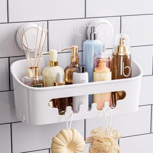 TAILI Shower Caddy Suction Cup, Heavy Duty Bathroom Organizer, Removable Shelves for Inside Shower, Shampoo, Waterproof Suction Plastic Storage for Bathroom Accessories Holder, White