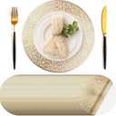 Geosar 100 Pcs Round Disposable Paper Placemats Bulk 13 Inch Disposable Charger Plates Mats Gold Decorative Placemats for Dinner Wedding Birthday Party Tableware Kitchen Banquet Table Setting
