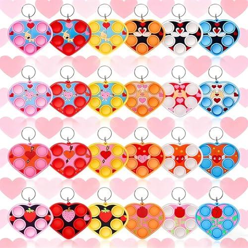 PSDFH Valentine Present Wrapped Mini Heart Toys for Kids Children Classroom Students Gifts from Teacher,Birthday Party Favors (24 heart with card)
