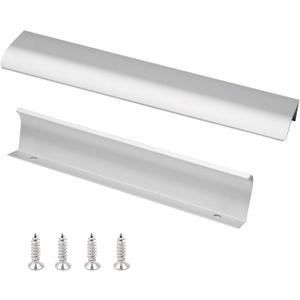 JOOJA 10 Pack Modern Style Finger Edge Pull Furniture DrawerHandles Hidden Cabinet Kitchen Drawer Handles Knobs, Silver 150mm