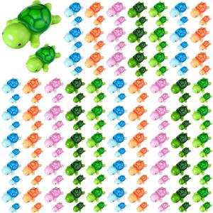 Soaoo 120 Pcs Mini Resin Turtle Figurine Cute Tiny Turtle Statue Mini Sea Creatures Tortoise Miniature Resin Animals for DIY Garden Decoration Cake Home Decor, 2 Sizes(Multicolor)