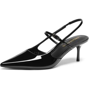 DREAM PAIRS Mary Jane Shoes Women Kitten Slingback Pointed Closed Toe Heels Dress Party Casual Comfortable Pumps Shoes SIZE 7.5
