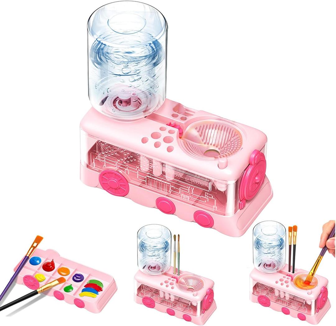 New Paint Brush Cleaner Tool,Brush Rinser Cup Painting Running Water Circulation Art Supplies for Acrylic,Watercolor and Water Based Creative Gift for Adult Artist Beginners Kids (Pink2)