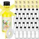 30 Pack 1.7oz Mini Liquor Bottles 50ml Plastic Alcohol Bottle with Cap, Labels, Ribbon for Party Supplies (Pia Colada,Yellow)