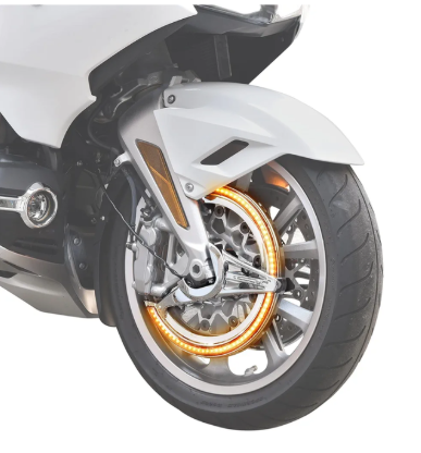 VEISUTOR Front Brake Rotor Covers LED Light for Gold Wing GL1800, Front Brake Disc Rotor Covers with Amber LED Ring Light for Honda Goldwing GL1800 20182024 Accessories