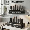 CHONIC Storage Holder for Hair Wrap, Farmhouse Curling Iron Accessories Rack Wall Mount, Wood Hair Wrap Styler Tools Holder, Vacuum Attachments Display Stand for Bathroom Organizer (Black)