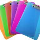Trade Quest Plastic Clipboard Transparent Color Letter Size Low Profile Clip (Pack of 6) (Assorted)