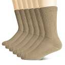 +MD Non-Binding Diabetic Socks for Men Women-6 Pairs Medical Circulatory Crew Socks with Cushion Sole Brown, Size 13-15