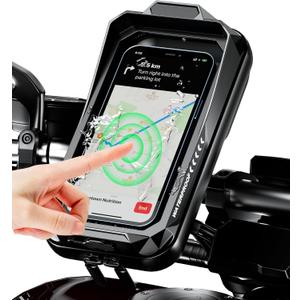 Kewig Bike Phone Mount Waterproof, Bicycle Phone Mount Holder Pouch with Sun Visor & Touch-Screen, Handlebar Phone Mount with 360 Rotation Bike Phone Holder Suitable for 4.0'' - 6.7'' Cellphones