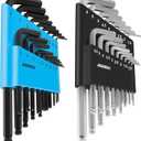 36-Piece Hex Key Allen Wrench Set with Ball End - SAE/Metric Sizes and 2 Storage Cases (Black/Blue)