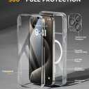 Miracase Magnetic for iPhone 15 Pro Case Full-Body Bumper Phone case with Built-in Glass Screen Protector& Camera Protector, [Compatible with MagSafe] Military Drop Proof 15 Pro Cover 6.1 inch,Clear