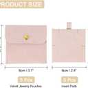 uxcell 5 Pcs Microfiber Jewelry Pouches with Insert Pad, 8 x 8cm Snap Button Jewelry Velvet Gift Bags Organizer for Rings Necklace Bracelet, Pink