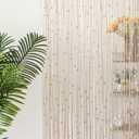 BECHAEO Boho Macrame Beaded Curtain Handmade Door Closet Curtain with Wooden Beads for Window Doorway Open Closet Bedroom Living Room Privacy Decor, 79" L x 36" W, White