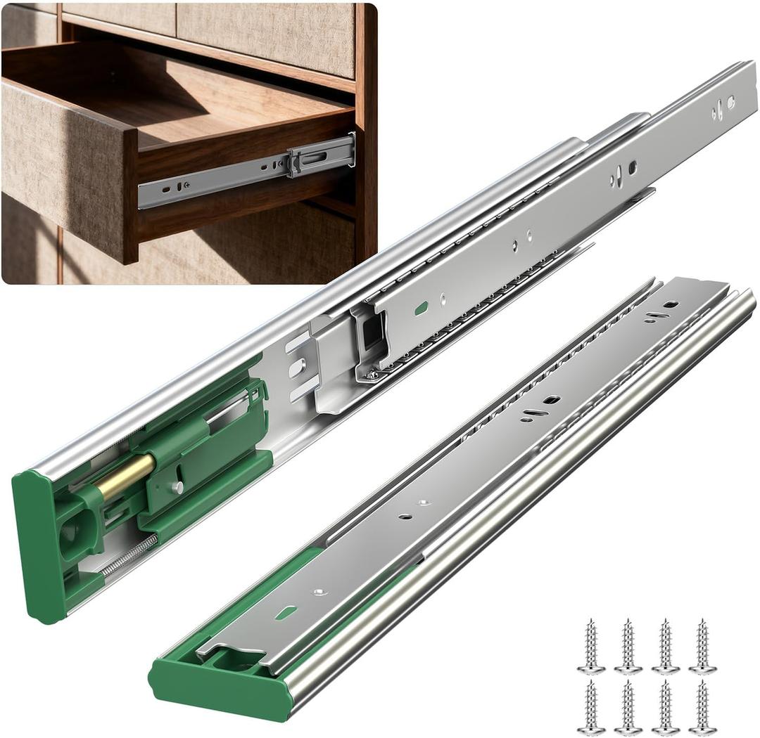 homdiy 6 Pairs Soft Close Drawer Slides 22 Inch Side Mount Heavy Duty Dresser Cabinet Rails Metal Ball Bearing and Full Extension Kitchen Cabinet Drawer Runners 100 LB Capacity