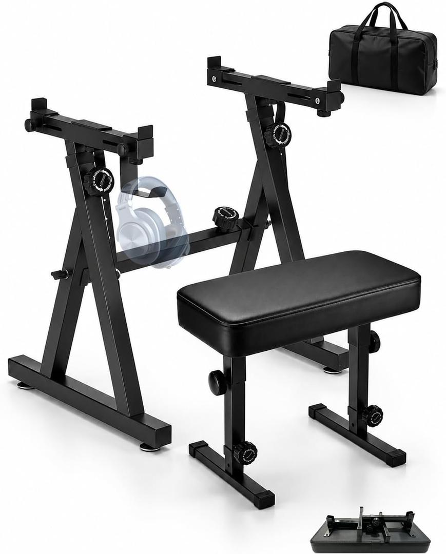 Piano Keyboard Stand and Folding Bench for 54,61 and 88 Key Electric Piano