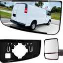 Compatible with Chevy Express/GMC Savana 2500 3500 2003-2017, Chevrolet Express 1500/Savana 1500 2003-2014, Lower Driver Left Side Mirror Glass, Convex Rear View Mirror with Backing Plate