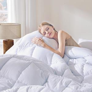 DOWNCOOL Comforters Oversize King Size, White All Season Duvet, Lightweight Quilt, Down Alternative Hotel Comforter with Corner Tabs (White, Oversize King 116x98 Inches)