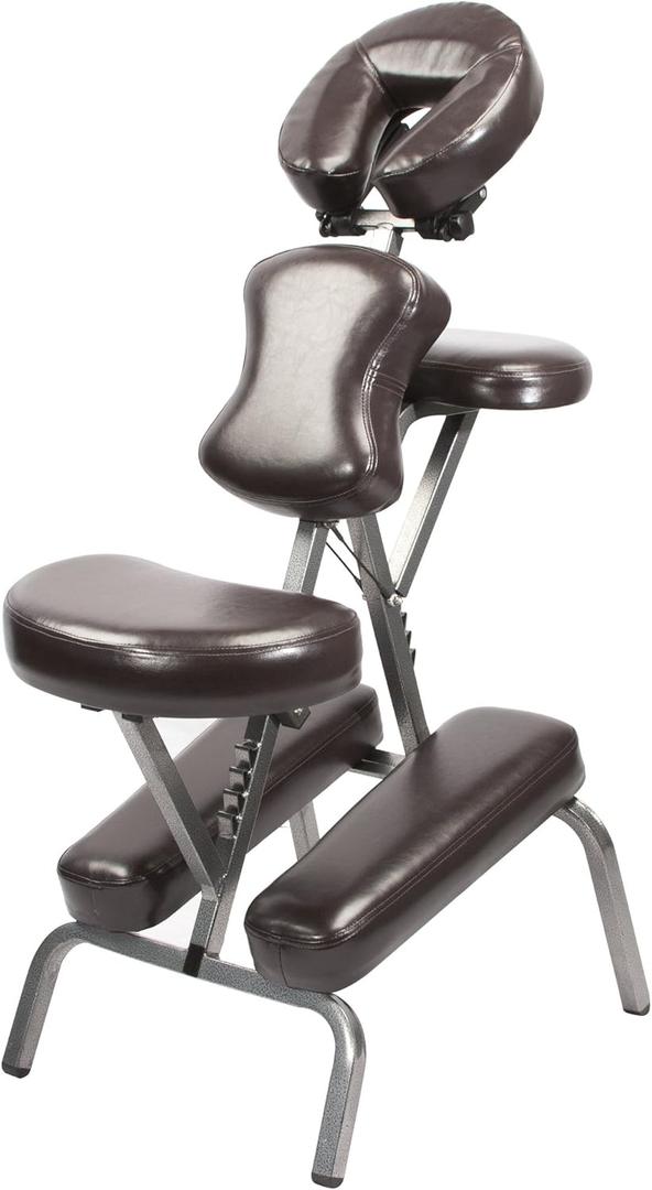 Master Massage Bedford Portable Massage Chair - Lightweight with Carrying Bag - Tattoo Height Adjustable Folding Face Cradle SPA (Coffee)