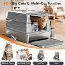 CATLIKE 2026 Upgrade 152L XXXL Stainless Steel Cat Litter Box - 3-Layer Urine Leak-Proof, Enclosed Design w/Charcoal Filter for Maine Coon & Multi-Cat Homes, Includes Metal Scoop & Mat