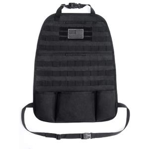 Tacticool Car Seat Back Organizer - Upgraded Tactical Molle Vehicle Panel Universal Fit Car Seat Cover Protector with Extra USA Flag Patch (Black)