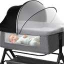 Bassinet Mosquito Net Cover - Half-Blackout Mosquito Net for Baby Crib & Bedside Sleeper, Breathable Crib net with 2-Way Zipper, Sun-Blocking Baby Mosquito Net Cover (Black-Small)