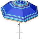 AMMSUN 7ft Heavy Duty High Wind Beach Umbrella Parasols with Sand Anchor Vent Tilt UV 50+ Sun Protection Portable Outdoor Sunshade Umbrellas Carry Bag for Patio Garden Pool Backyard Blue