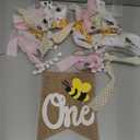 Bee One High Chair Banner Yellow - Bee for 1st Birthday Highchair Banner, Beehive Theme Birthday Party Supplies, Sweet One Party Decorations, Daisy First Photo Props (Beehive Garland Yellow)