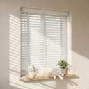 2" Cordless Wood Blinds for Indoor Windows, Window Blinds Cordless for Home, Venetian Blackout Blinds & Shades for Bedroom, Kitchen, Room Darkening Privacy, White, 32" W x 60" H
