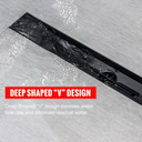 SaniteModar Linear Shower Drain, Black Shower Drain 24 inch with Flat and Tile Insert 2 in 1 Panel, AISI 304 Stainless Steel Black Linear Shower Floor Drain with Hair Strainer and Leveling feet