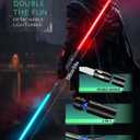 Dueling Lightsaber Toy Set with 2 Display Stands Realistic 20 Color 2-in-1 Detachable Light Saber with 4 Sound Modes, USB-C Rechargeable Blade - LED Sword for Kids & Adults Accessories