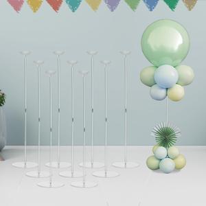 Hanna Roberts Clear Acrylic Tabletop Balloon Holder Kit, 25.6 inch 10 Pack Balloon Stick Holder with Base for Centerpiece Party Decorations (Balloons Not Included)