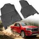 Car Front Floor Mats for Dodge Ram 1500 20092024 (1924 Classic Body Only) | for Ram 2500/3500 Crew & Mega Cab 20102018,All-Weather TPE Floor Liners, Waterproof, Heavy Duty