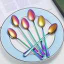 Hoshen 7.6 Inch Stainless Steel Ice Spoon, Mixing Spoon, Long-Handled Dessert Coffee Spoon, Ice Cream Spoon, Cocktail Mixing SpoonPack of 8Colorful